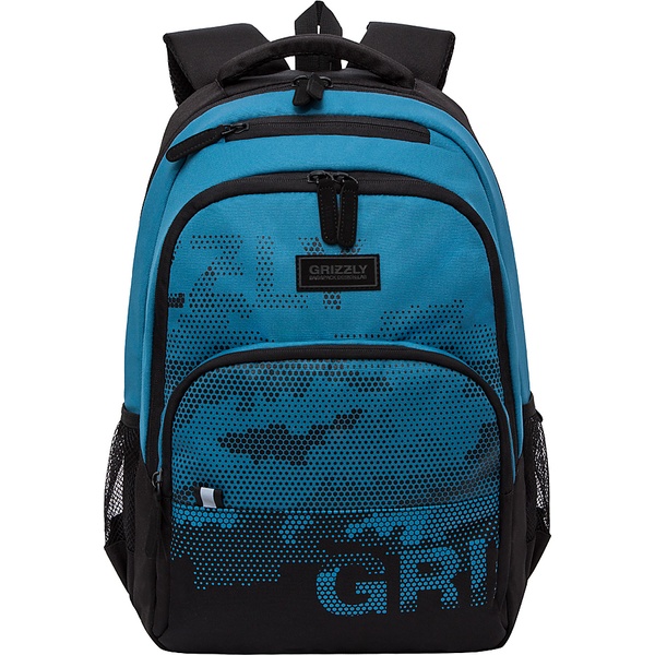 Рюкзак ученический GRIZZLY GRI_синий, 45*32*23 см, 20.5 л, 780 г, 2 отд, эрг. спинка  Акция!