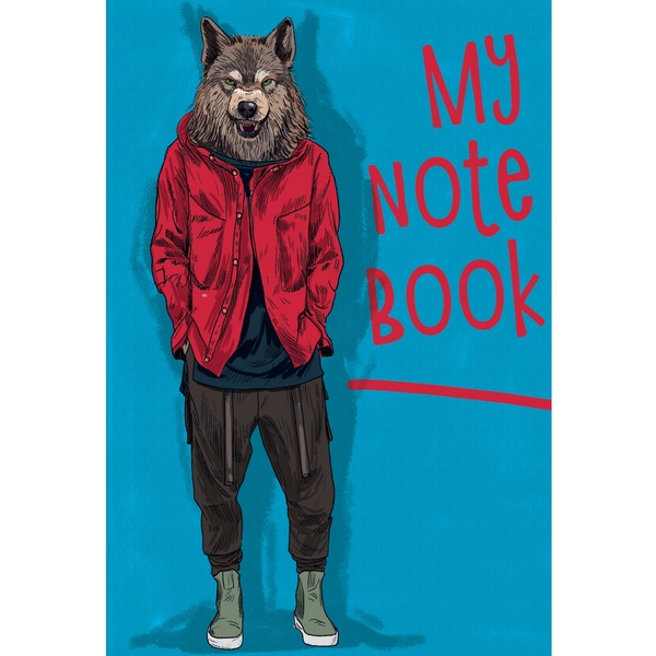 Блокнот на скобе А5, 40 л., клетка, 80 г/м2, выб. лак, MyArt My notebook_Волк   Акция