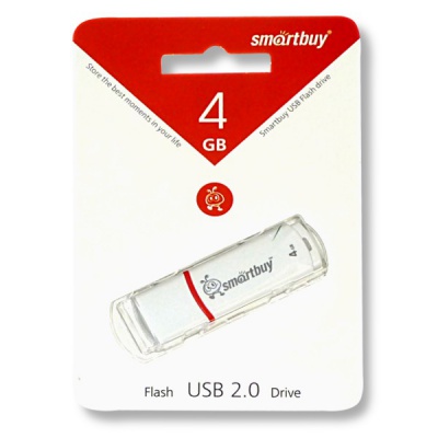 Флеш-накопитель USB 2.0, 4 ГБ, Smartbuy Crown/ Белый