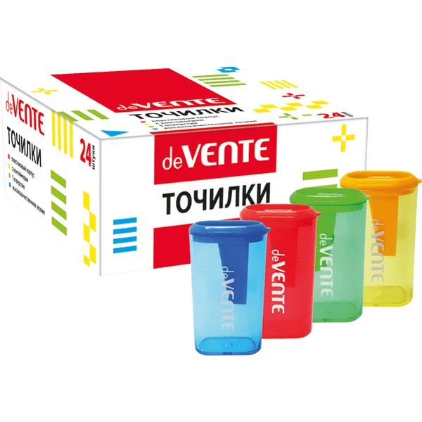 Точилка пластиковая, 1 отв., контейнер, deVENTE_4 дизайна