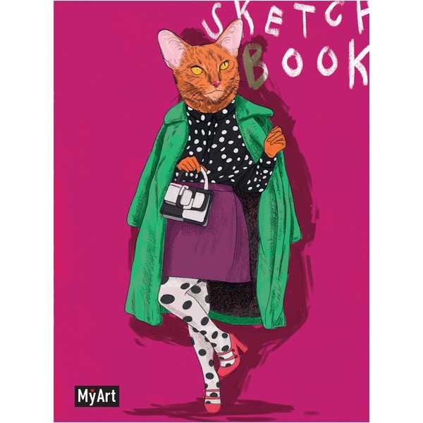 Скетчбук А5, тв. переплет, 64 л., бел. блок 120 г/м², MyArt На стиле_Кошка Скетчбук А5, тв. переплет, 64 л., бел. блок 120 г/м², MyArt На стиле_Кошка