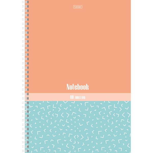 Тетрадь А4, клетка, 80 л., на гребне, 60 г/м², софт-тач, цв. срез, перфор., Hatber Скобочки (акционный товар)