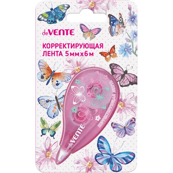 Лента корректирующая 5 мм* 6 м, фронт. аппликатор, п/п корпус, deVENTE Butterfly