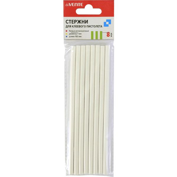 Стержень клеевой для термопистолета, Ø 7 мм, Д 180 мм, белый, deVENTE (8 шт.) 