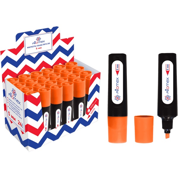 Текстмаркер оранжевый, неоновый, ШЛ 1-5 мм, н-к "клин", Attomex  Акция!