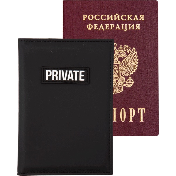 Обложка для паспорта deVENTE Private: иск. кожа, клапаны - ПВХ, аппликация, черная    Акция!