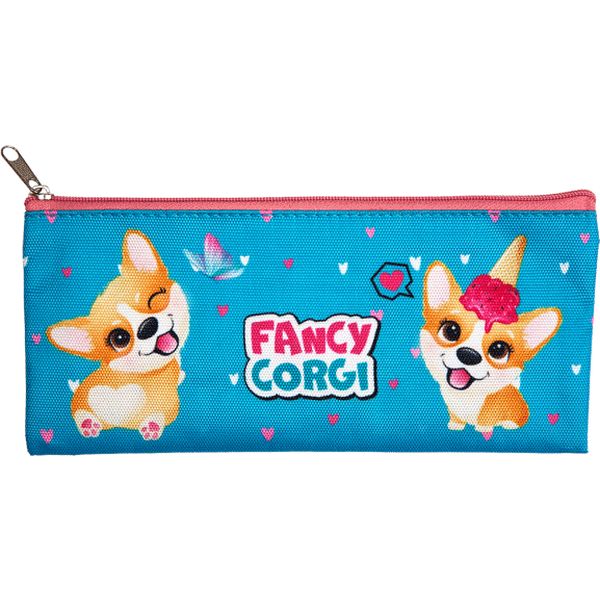 Пенал 1 отд., на молнии, 210*90 мм, текстиль, Attomex Fancy Corgi