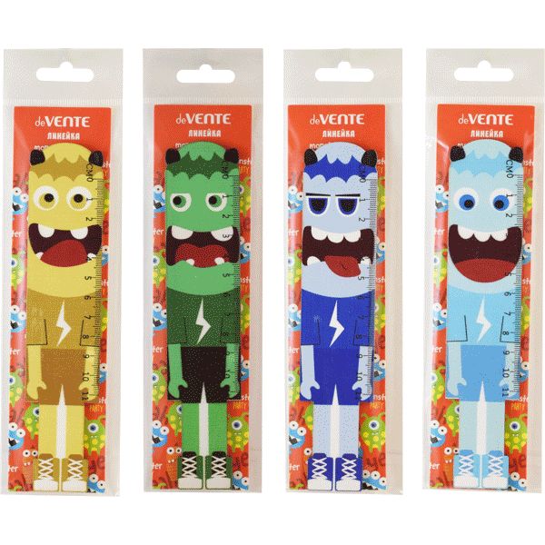 Линейка 11 см, деревянная, фигурная, ассорти 4 дизайна, deVENTE Monsters Линейка 11 см, деревянная, фигурная, ассорти 4 дизайна, deVENTE Monsters