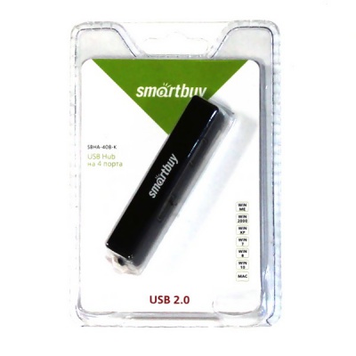 USB-разветвитель (хаб) на 4 порта Smartbuy/ Черный