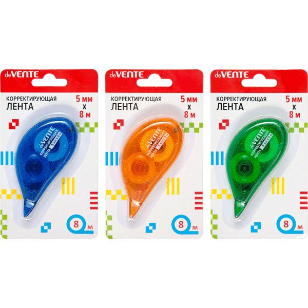 Лента корректирующая 5 мм* 8 м, фронт. аппликатор, п/п корпус, deVENTE_3 дизайна