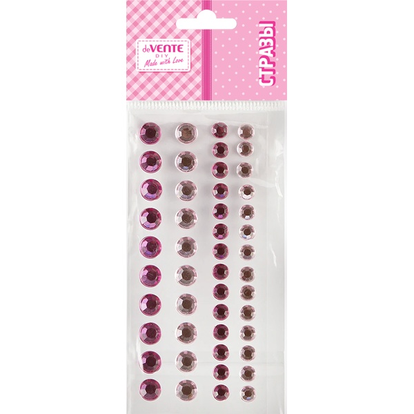 Стразы самоклеящиеся, 48 шт., круглые, Ø 8/6 мм, цв.: лилово-розовые оттенки, deVENTE DIY Two Tone Rhinestones