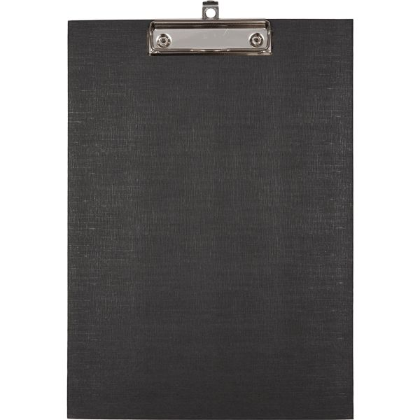 Планшет с зажимом А4, PVC "лен", 90 л., европодвес, черный, deVENTE