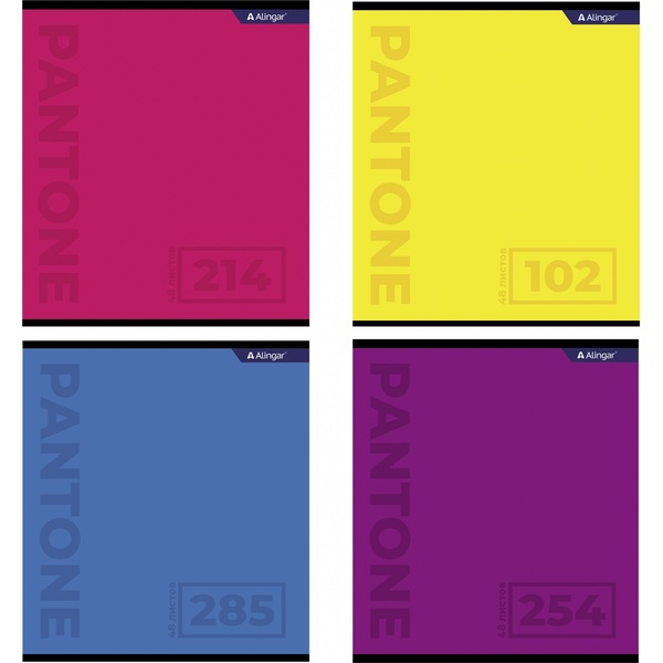 Тетрадь А5, клетка, 48 л., на скобе, 60 г/м², выб. лак, Alingar Pantone_5 дизайна
