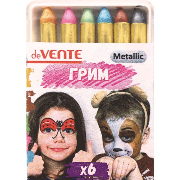 Набор красок-мелков для лица и тела deVENTE 6 цветов металлик 17г