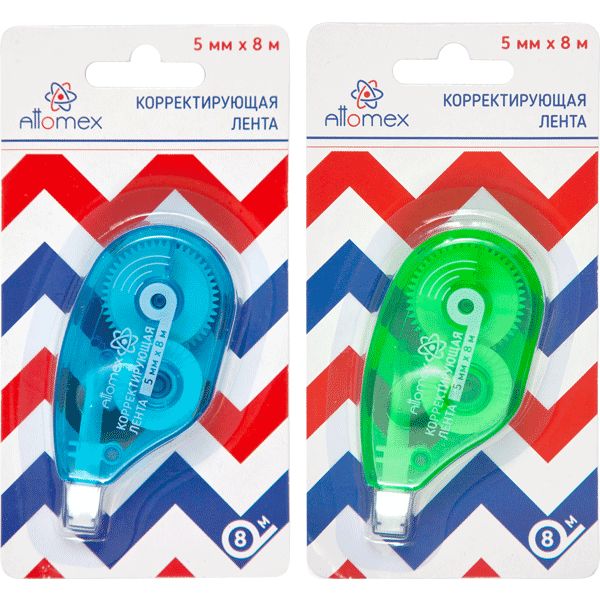Лента корректирующая 5 мм* 8 м, боковой аппликатор, п/п корпус, Attomex_2 дизайна