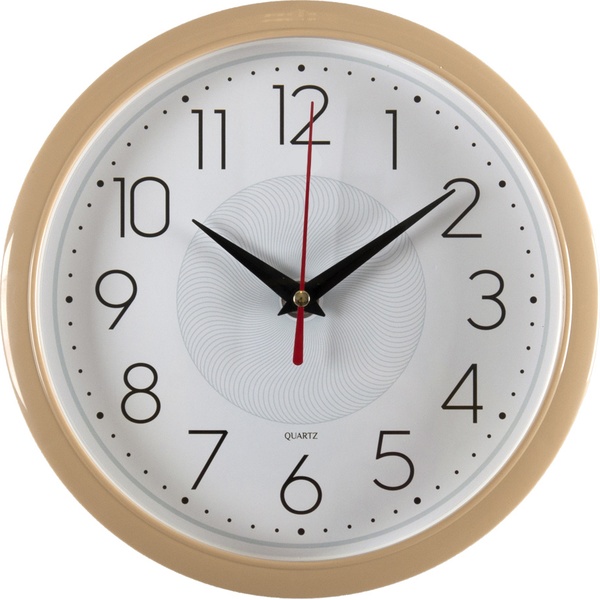 Часы настенные круглые d 22 см, пластик, плавный ход, цв. белый/бежевый