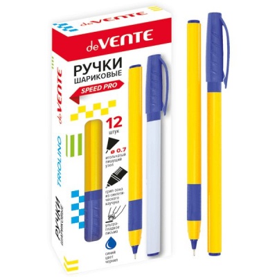 Ручка шариковая синяя, 0.7 мм, н-к "игла", эрг. грип, deVENTE Triolino Sun Ручка шариковая синяя, 0.7 мм, н-к "игла", эрг. грип, deVENTE Triolino Sun