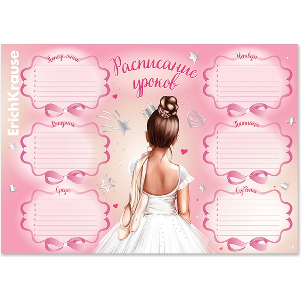 Расписание уроков А4, мел. картон 170 г/м2, ErichKrause Pointes Расписание уроков А4, мел. картон 170 г/м2, ErichKrause Pointes