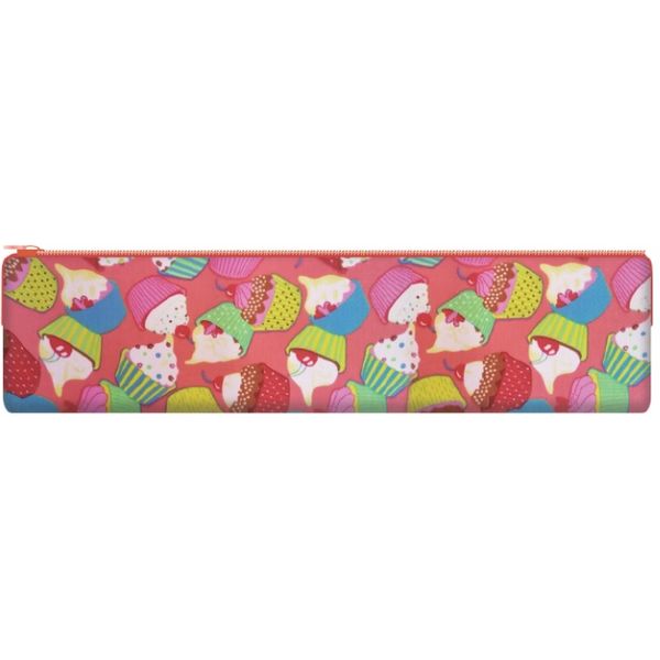 Пенал 1 отд., на молнии, 195*60*50 мм, текстиль, ПЧЕЛКА Розовые пирожные Акция!