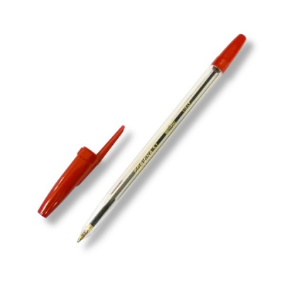 Ручка шариковая красная, 1.0 мм, прозр. корпус, CORVINA 51 Classic