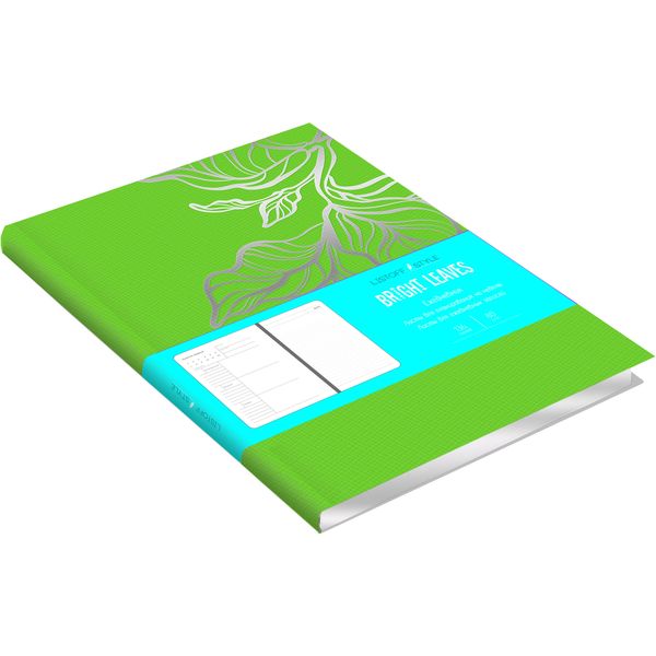 Ежедневник недатированный, А5,136 л., Listoff Bright leaves, инт. перепл., иск. кожа, тисн. ф., зеленый Ежедневник недатированный, А5,136 л., Listoff Bright leaves, инт. перепл., иск. кожа, тисн. ф., зеленый