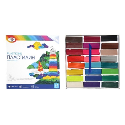 Пластилин классический ГАММА, 24 цвета, 480 г, стек в комплекте, к/уп. Пластилин классический ГАММА, 24 цвета, 480 г, стек в комплекте, к/уп.