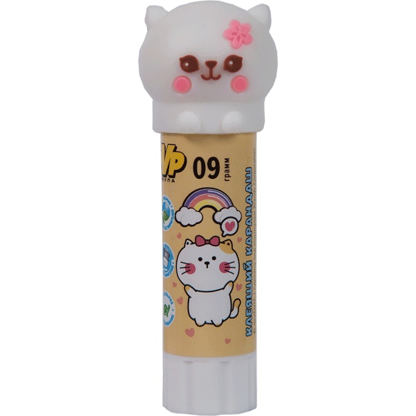 Клей-карандаш 9 г, PVP основа, вр. фикс. 2-3 мин., фигур. колпачок, deVENTE Funny animal_БЕЖЕВЫЙ