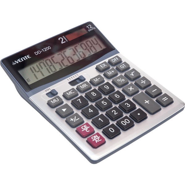 Калькулятор бухгалтерский deVENTE DD-1200, 12-разряд., 1 яч. памяти, дв. питание, 00, →, MU, EX, GT