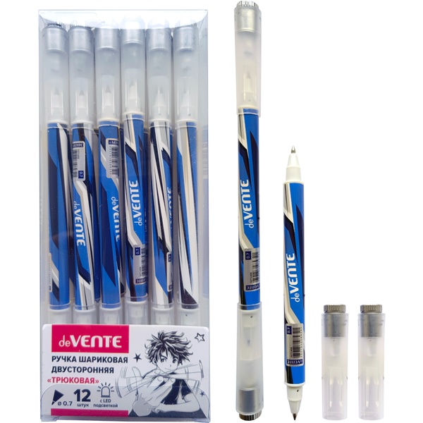 Ручка шариковая "трюковая", синяя, 0.7 мм, LED-подсветка, deVENTE Juggler (для пенспининга) Акция!