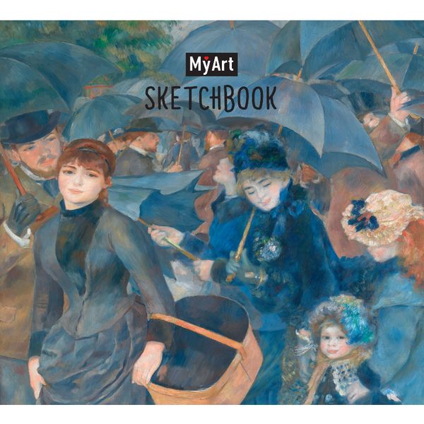 Скетчбук 200*200 мм, тв. переплет, 80 л., бел. блок 100 г/м², резинка, MyArt Пьер Ренуар_Зонтики   Акция