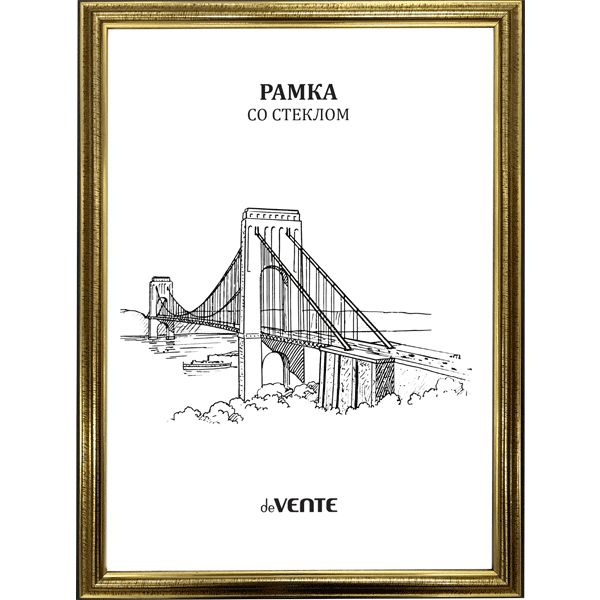 Рамка 21*30 см, пластик, цвет: золото, стекло, з/п картон, deVENTE серия 2
