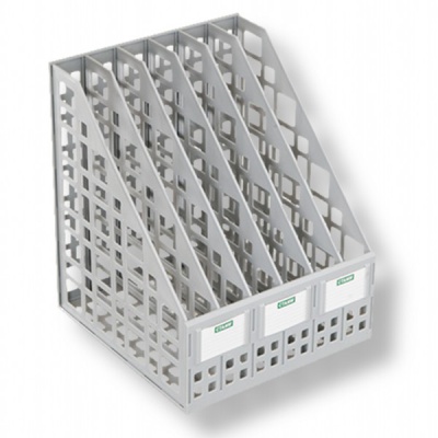 Лоток для бумаг вертикальный, 6 секций (245 мм), пластик., сборно-разборн., серый, СТАММ