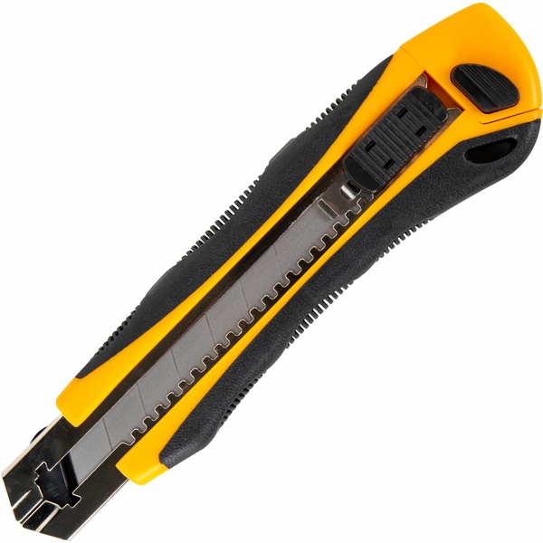 Нож канцелярский мощный 25 мм BRAUBERG EXTRA-DL, с двумя фиксаторами, резиновые вставки