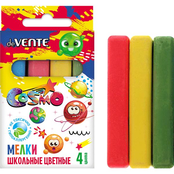 Мелки цветные, квадратные, 4 шт/4 цв., deVENTE Cosmo 