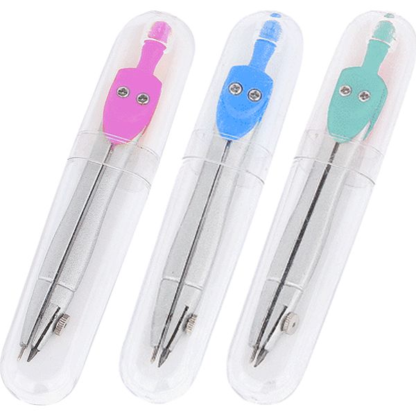 Циркуль металлический deVENTE Pastel, 120 мм, D37 см, ассорти 3 цвета, в футляре (для школьников)