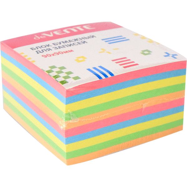 Бумага для заметок, 9*9*5 см, без склейки, 80 г/м², пастельная, 5 цветов, deVENTE