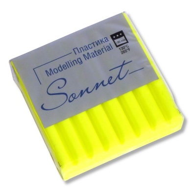 Пластика (полимерная глина) СОНЕТ, запекаемая, 56 г, флуоресцентная лимонная Акция!