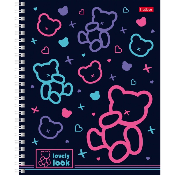 Тетрадь А5, клетка, 48 л., на гребне, 65 г/м², выб. уф лак, Hatber Lovely look_4 дизайна 
