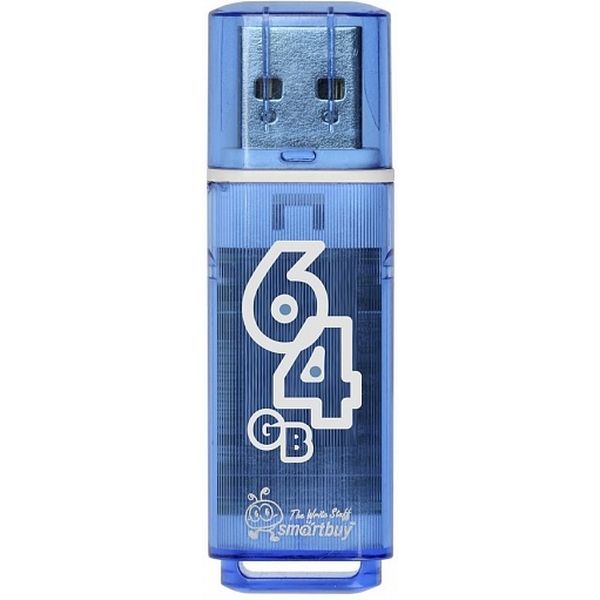 Флеш-накопитель USB 2.0, 64 ГБ, Smartbuy Glossy_голубой Флеш-накопитель USB 2.0, 64 ГБ, Smartbuy Glossy_голубой