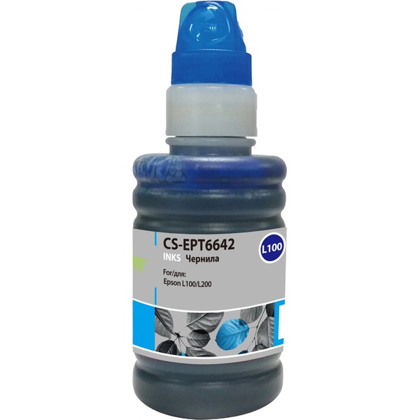 Чернила совместимые T6642 голубые 100мл для Epson L100/L110/L120/L132/L200/L210/L222/L300/L312/L350/L355/L362/L366/L456/L550/L555/L566/L1300