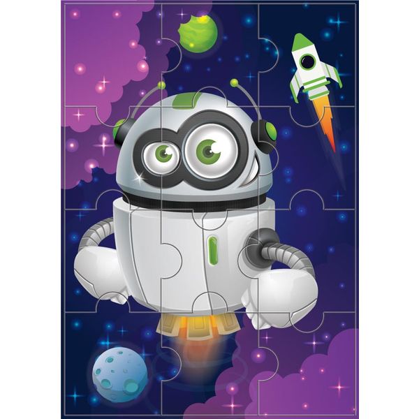 Пазл магнитный 12 элементов. ИГ Квадра_Робот в космосе, А4