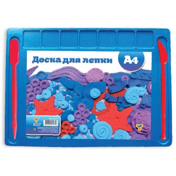 Доска для лепки А4 с ячейками + 2 стека, пластик, цв.: ассорти, ТПК ПЧЕЛКА
