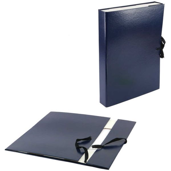 Папка архивная А4, бумвинил, 2 завязки, 35 мм (350 л.), складывающаяся, синяя, ИМИДЖ