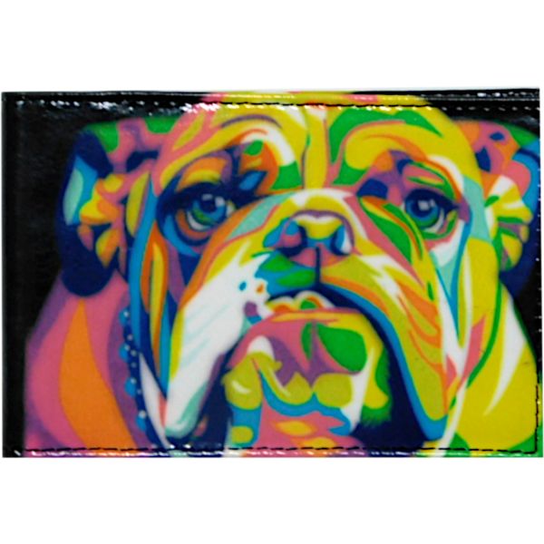Визитница карманная Grand Бульдог, на 40 визиток, нат. кожа, отстроч., печать принта Акция!