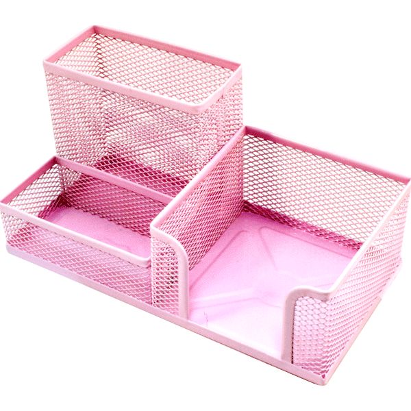 Органайзер для канцелярии deVENTE, металлический, 3 отд., розовый Акция!