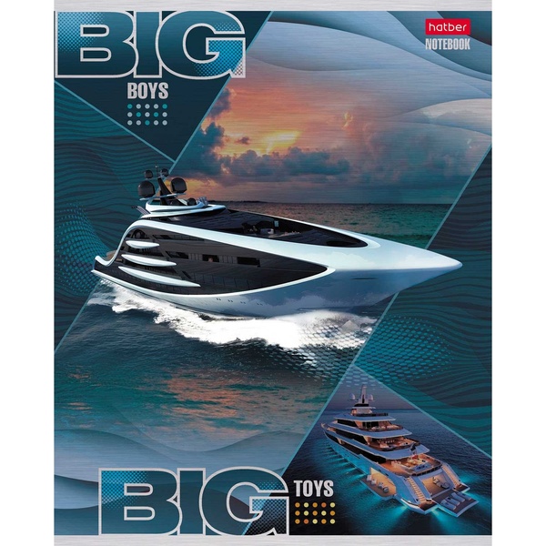 Тетрадь А5, клетка, 48 л., на скобе, 65 г/м², выб. лак, Hatber BIG boys - BIG toys_5 дизайнов