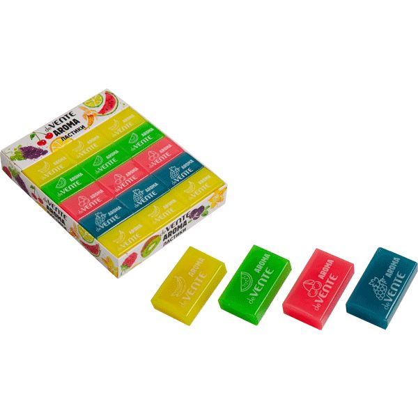 Ластик deVENTE Fruit cock, Eco-PVC (dust-free), сред. жескости, прямоуг., ассорти 4 цв., 39*24*12 мм Ластик deVENTE Fruit cock, Eco-PVC (dust-free), сред. жескости, прямоуг., ассорти 4 цв., 39*24*12 мм