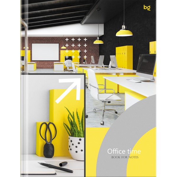 Блокнот в твердом переплете А5, 80 л., клетка, BG Время офиса, ламинация глянцевая