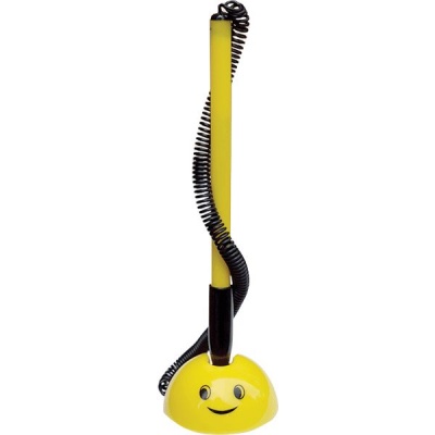 Ручка шариковая на подставке, синяя, 0.5 мм, желтый корпус, Attomex Smile