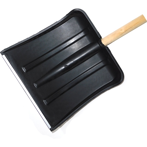 Лопата снегоуборочная 38*38 см, пластик. ковш с метал. планкой, дерев. черенок